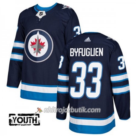 Barn Ishockey Winnipeg Jets Tröja Dustin Byfuglien 33 Adidas 2017-2018 Marinblå Authentic